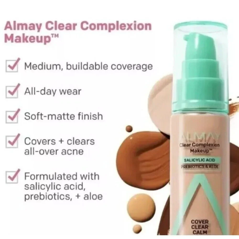 2 -Almay Clear Complexion Makeup Acne Treatment Foundation 400 Neutral Expired